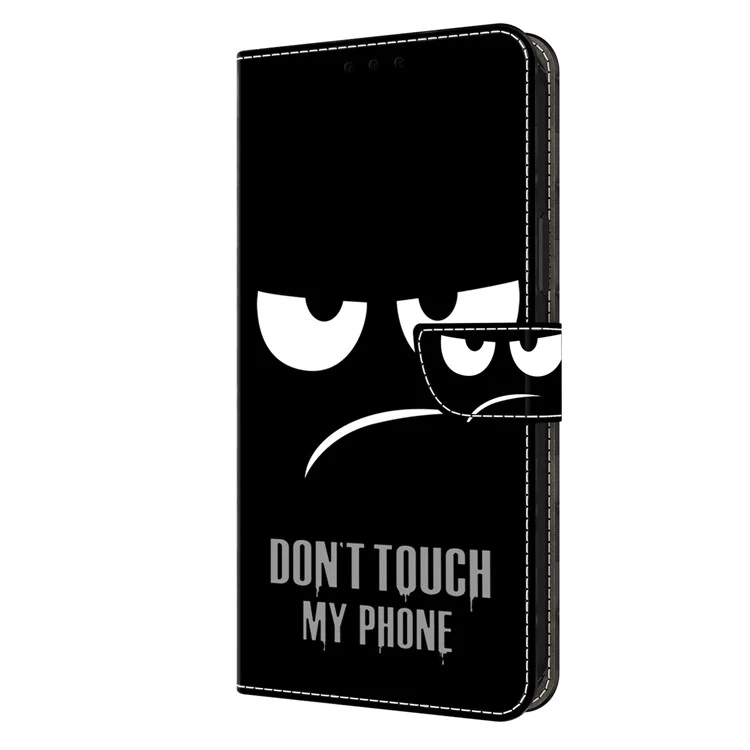For iPhone 15 Case Wallet Phone Case 3D Pattern Printing Leather Flip Cover - Don't Touch My Phone
