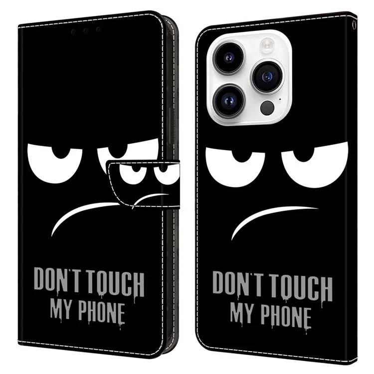 Für iPhone 15 Pro Hülle 3D-Muster Bedruckt Leder Wallet Handy Hülle - Fassen Sie mein Telefon nicht an
