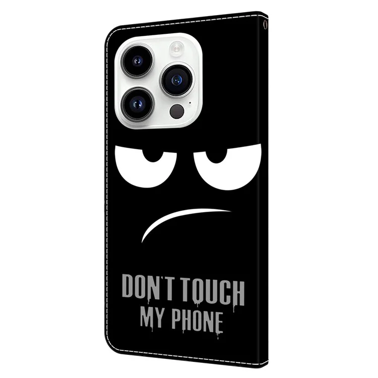 Für iPhone 15 Pro Hülle 3D-Muster Bedruckt Leder Wallet Handy Hülle - Fassen Sie mein Telefon nicht an
