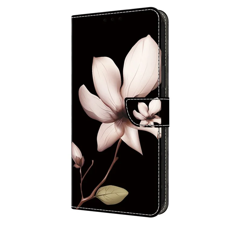 Funda de cuero con impresión en 3D para iPhone 15 Pro Max - Flor rosa