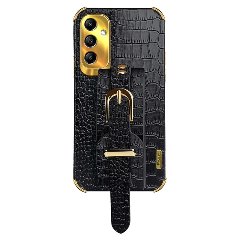 Para Samsung Galaxy A34 5G Case Crocodile Texture PU Leather+TPU Phone Cover com Pulseira - Preto