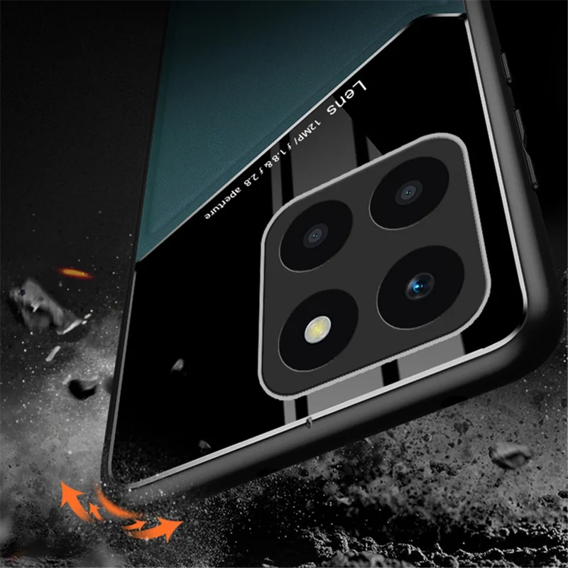 For Honor X6a 4G Case Leather+TPU+PC Phone Back Cover with Car Mount Metal Sheet - Black