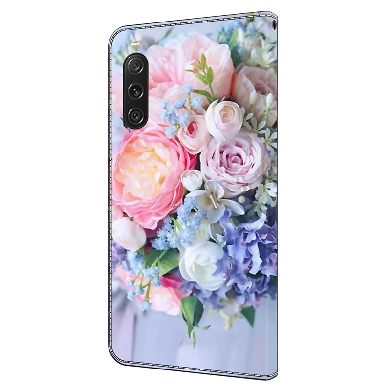 For Sony Xperia 10 V Protective Case 3D Pattern Printing Leather Wallet Phone Cover - Colorful Flower