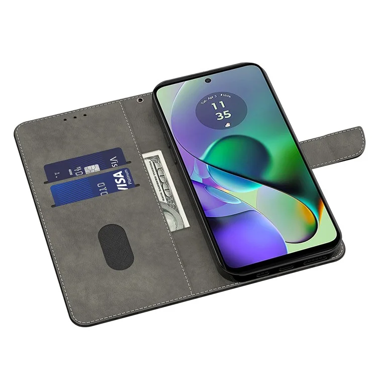 Wallet Phone Case for Motorola Moto G54 5G Case 3D Pattern Printing Leather Flip Cover - Black Horse