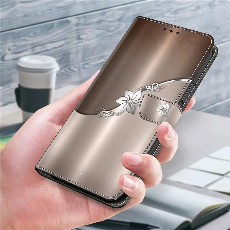 Wallet Case for Xiaomi 13 Pro 5G Case Pattern Printing Leather Flip Phone Cover - Silver Flower