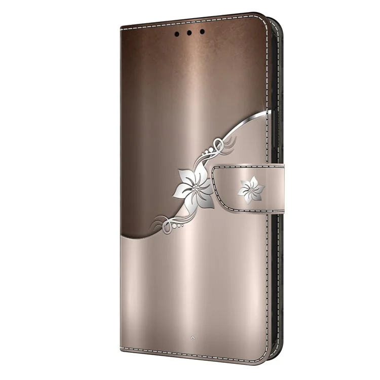 Wallet Case for Xiaomi 13 Pro 5G Case Pattern Printing Leather Flip Phone Cover - Silver Flower