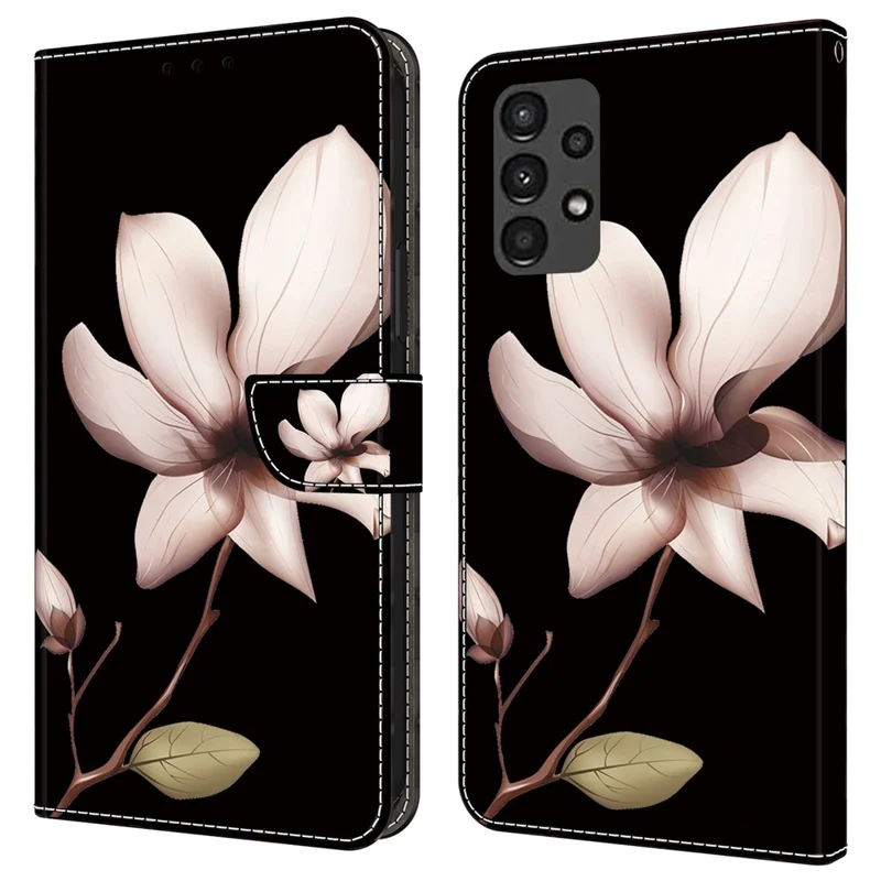 For Samsung Galaxy A13 5G / A13 4G Case Protective Leather Flip Phone Cover - Pink Flower