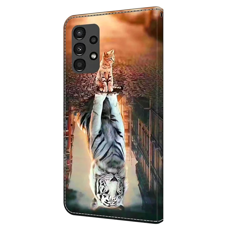 For Samsung Galaxy A13 5G / A13 4G Case Protective Leather Flip Phone Cover - Cat and Tiger