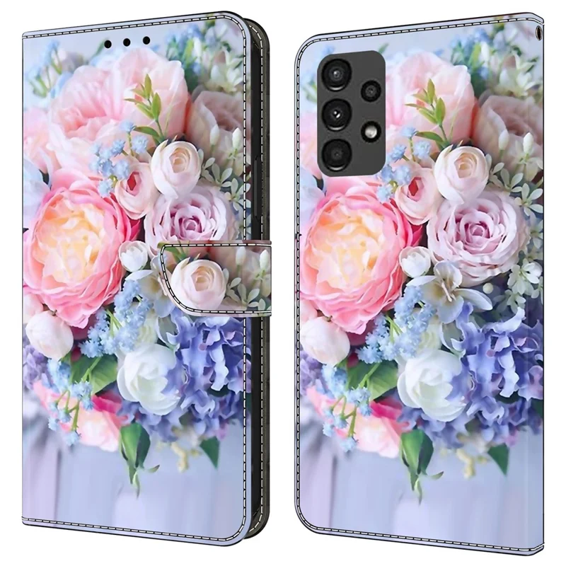 For Samsung Galaxy A13 5G / A13 4G Case Protective Leather Flip Phone Cover - Colorful Flower