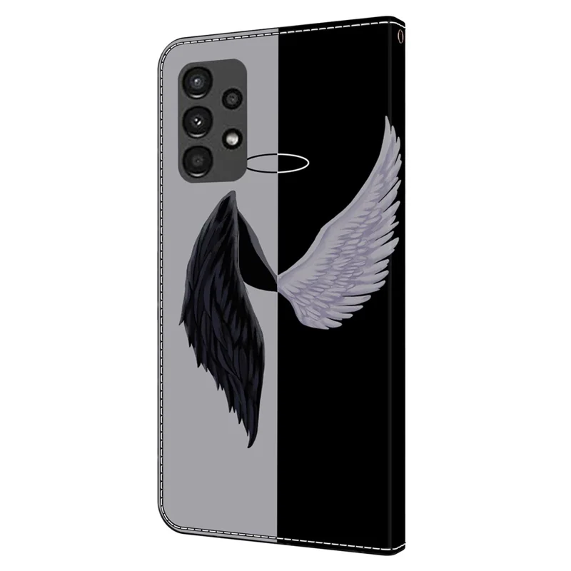 Für Samsung Galaxy A13 5G / A13 4G Hülle Schutzhülle Leder Flip Handyhülle - Schwarze / Weiße Flügel