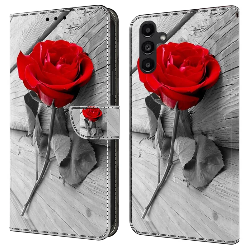 For Samsung Galaxy A14 5G / A14 4G Case Anti-Drop Wallet Phone Case with Stand - Rose