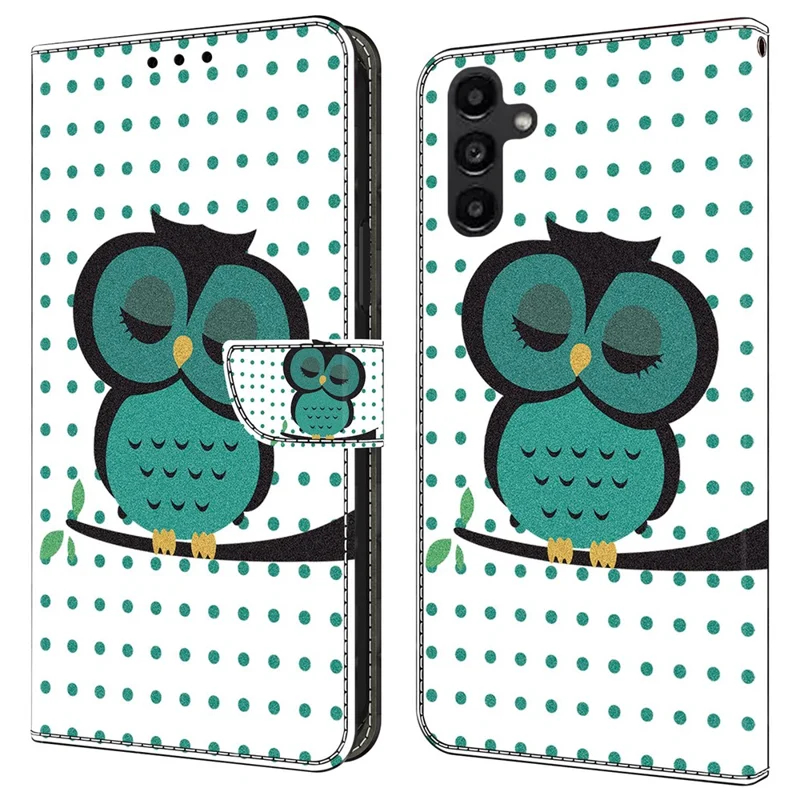 For Samsung Galaxy A14 5G / A14 4G Case Anti-Drop Wallet Phone Case with Stand - Sleeping Owl