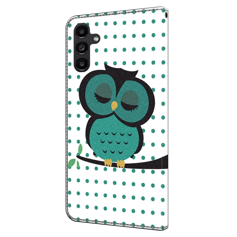 For Samsung Galaxy A14 5G / A14 4G Case Anti-Drop Wallet Phone Case with Stand - Sleeping Owl
