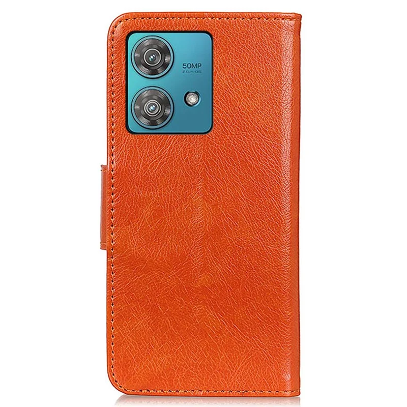 For Motorola Moto G84 5G Case Anti-Scratch Nappa Texture Split Leather Mobile Phone Cover - Orange