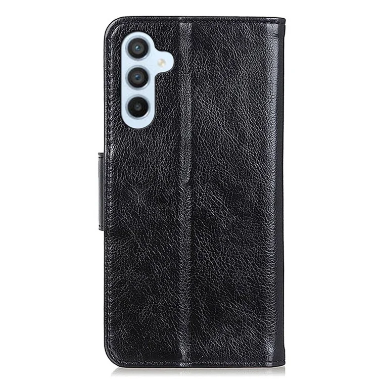 Para Samsung Galaxy A15 4G Case Nappa Texture Split Leather Phone Stand Cover com Carteira - Preto