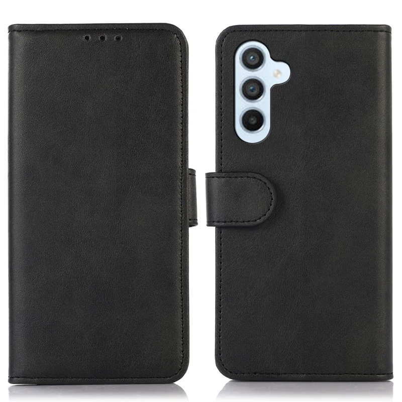 Pour le boîtier de téléphone portable Samsung Galaxy A15 4G - Texture de cuir de vache - Étui de téléphone portable avec support - Noir