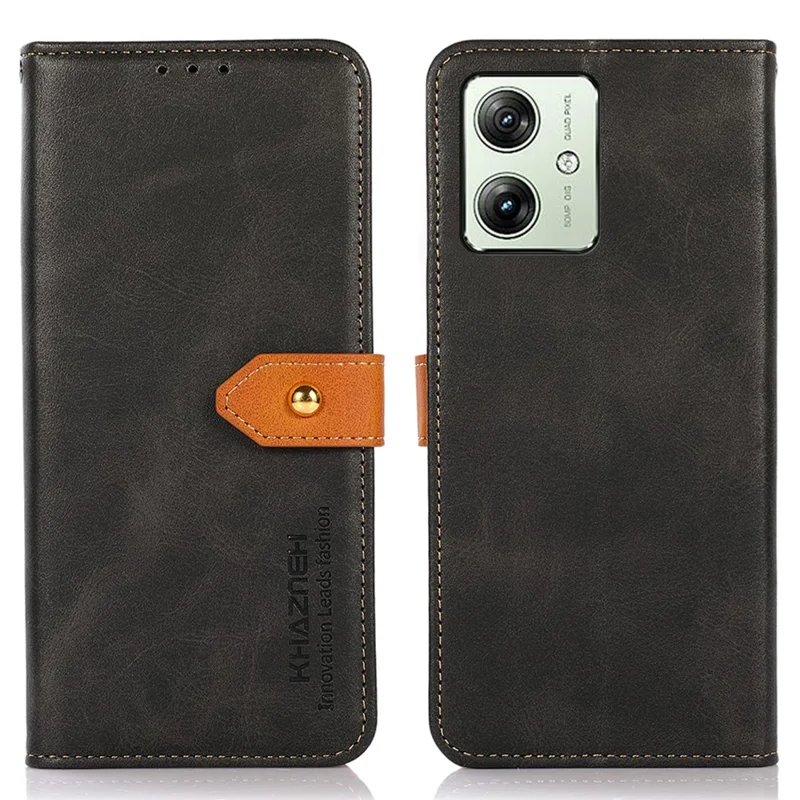 KHAZNEH per Motorola Moto G54 5G Custodia in Pelle Cover Telefono Cellulare con Supporto Portafoglio - Nero