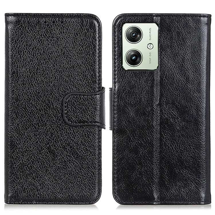 Para Motorola Moto G54 5G Case Nappa Texture Split Leather Drop-proof Phone Cover - Preto
