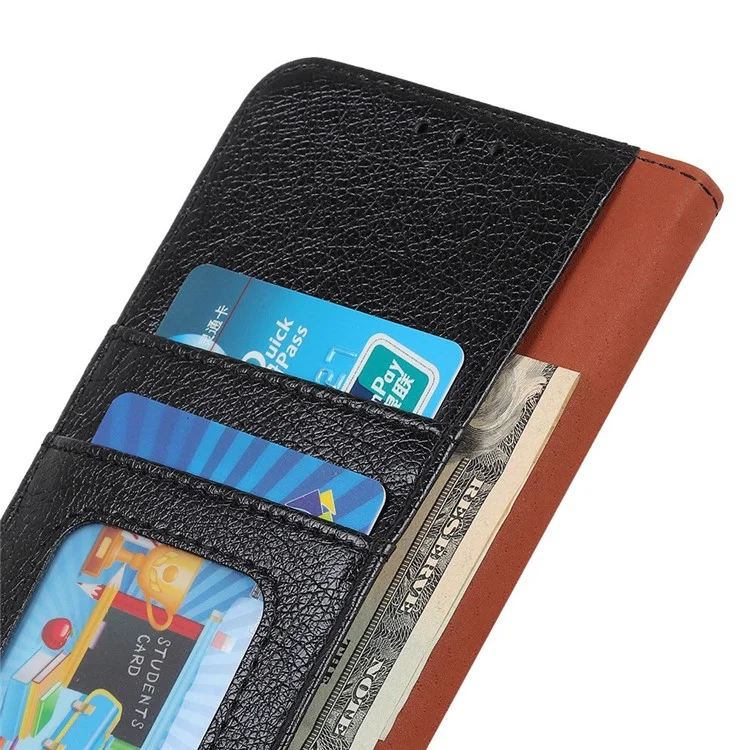 Für Motorola Edge 40 Neo 5G Hülle Spaltleder Ständer Geldbörsen Smartphone Cover - Schwarz