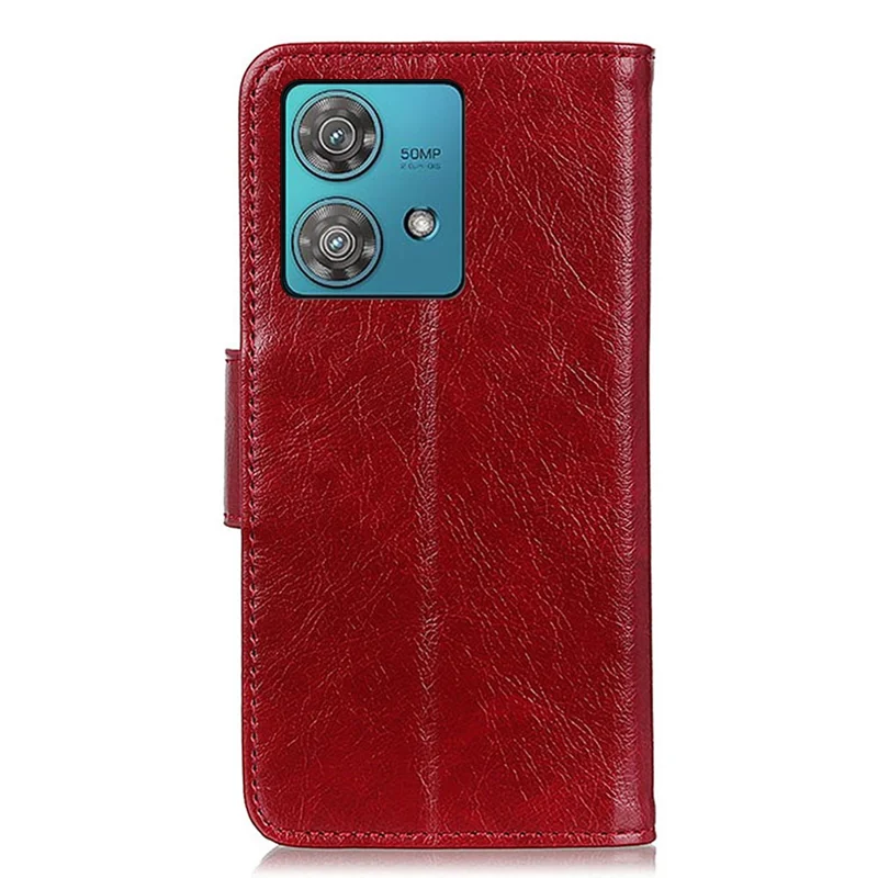 For Motorola Edge 40 Neo 5G Case Split Leather Stand Wallet Smartphone Cover - Red