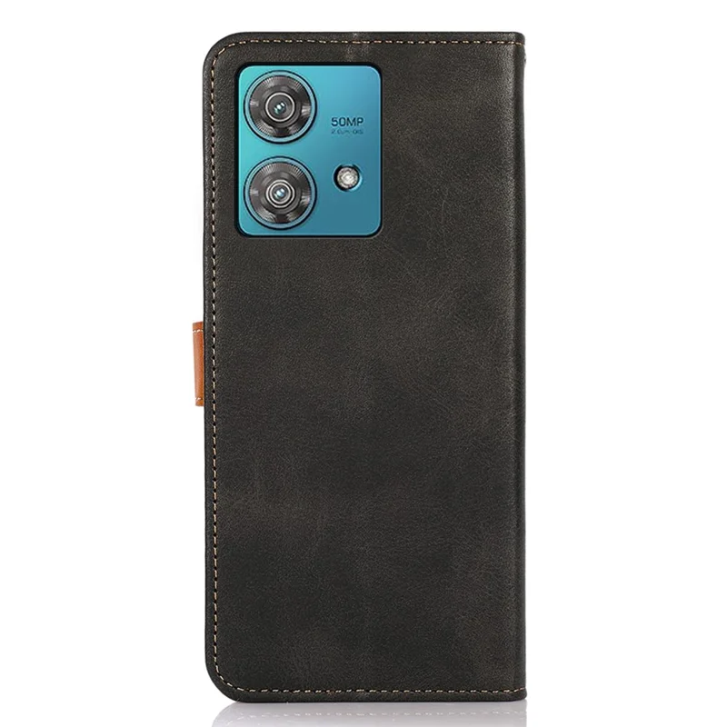 KHAZNEH Para Motorola Edge 40 Neo 5G Capa Carteira de Couro PU com Suporte - Preto