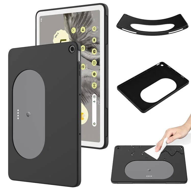 Pour Google Pixel Tablet Protective Cover Liquid Silicone Microfiber Lining Cushion Tablet Case - Noir