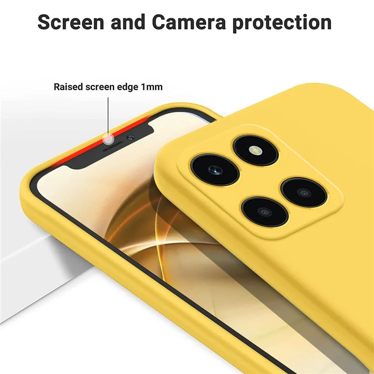 Funda Para Honor X6a 4G Anticorrosión de Silicona Líquida Protector de Teléfono Móvil - Amarillo