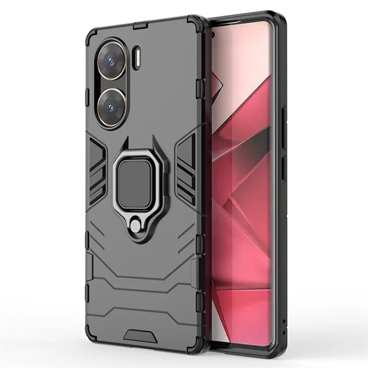 Чехол для телефона для vivo V29e (Индия) 5G, чехол из ТПУ + ПК с кольцевым держателем и подставкой - черный