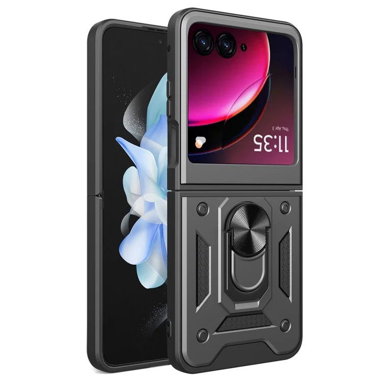 Per Motorola Razr 40 Ultra 5G Custodia PC+TPU Custodia Telefonica con Supporto - Nero