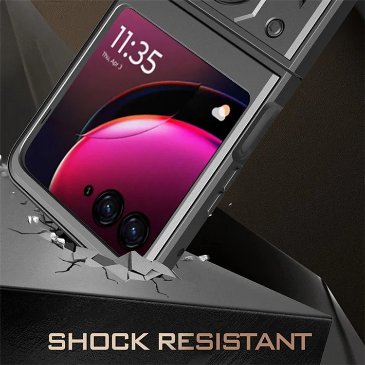 Per Motorola Razr 40 Ultra 5G Custodia PC+TPU Custodia Telefonica con Supporto - Nero