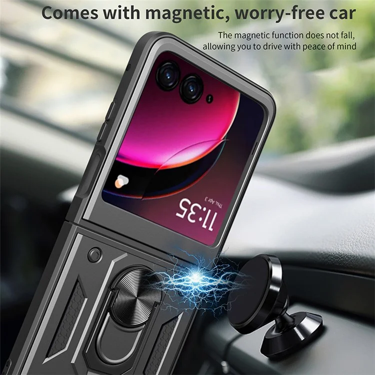 Per Motorola Razr 40 Ultra 5G Custodia PC+TPU Custodia Telefonica con Supporto - Nero