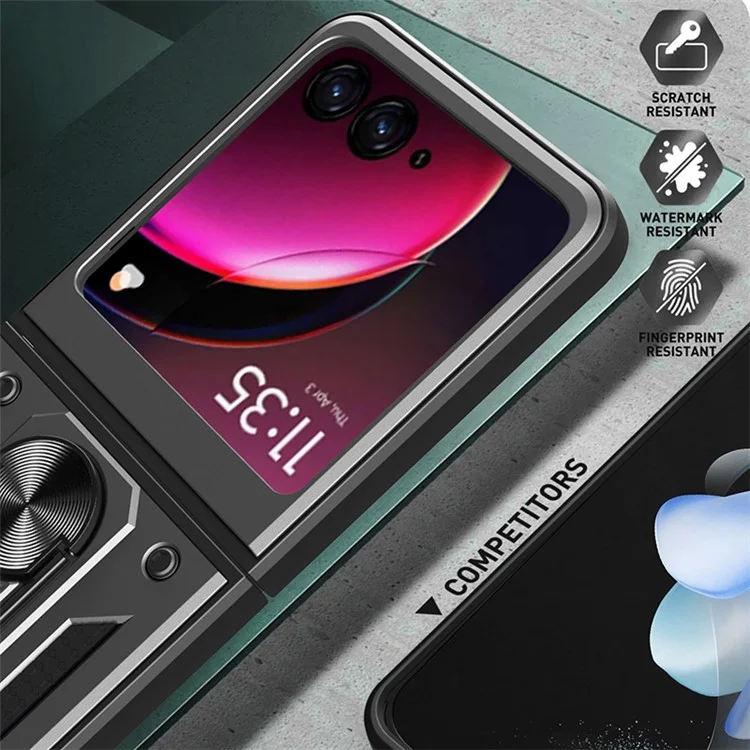 Per Motorola Razr 40 Ultra 5G Custodia PC+TPU Custodia Telefonica con Supporto - Nero