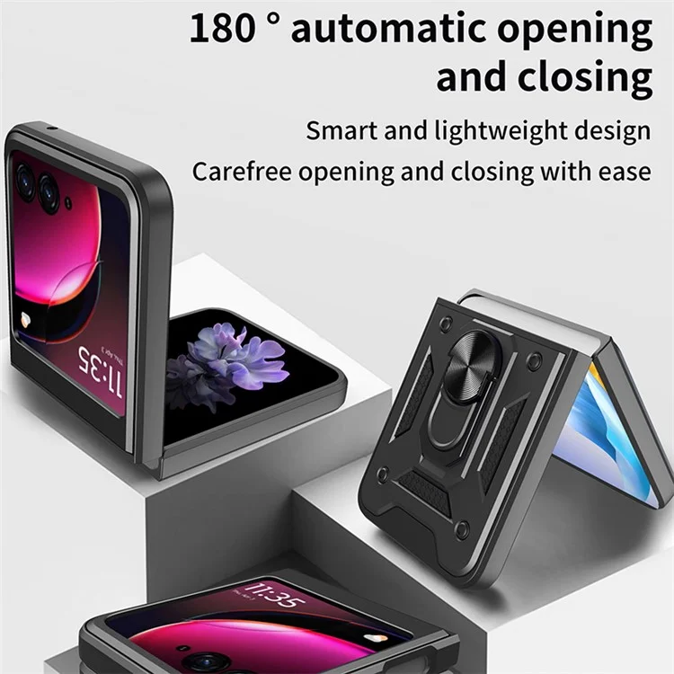 Per Motorola Razr 40 Ultra 5G Custodia PC+TPU Custodia Telefonica con Supporto - Nero