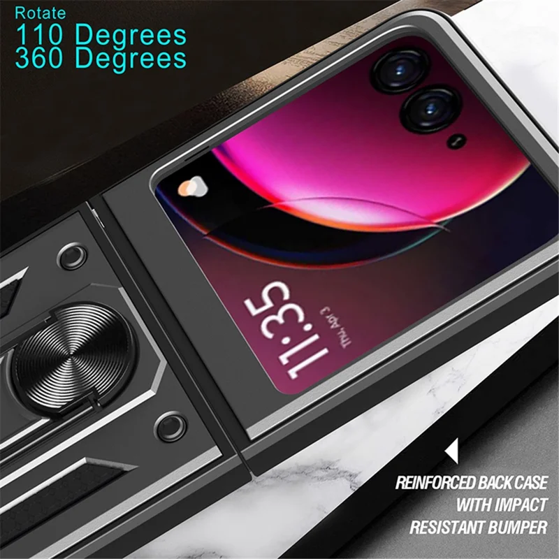 For Motorola Razr 40 Ultra 5G Case PC+TPU Phone Cover Kickstand Phone Shell - Silver