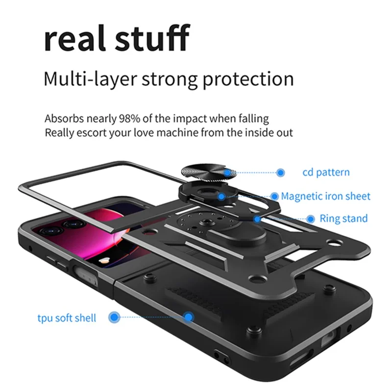 For Motorola Razr 40 Ultra 5G Case PC+TPU Phone Cover Kickstand Phone Shell - Blue