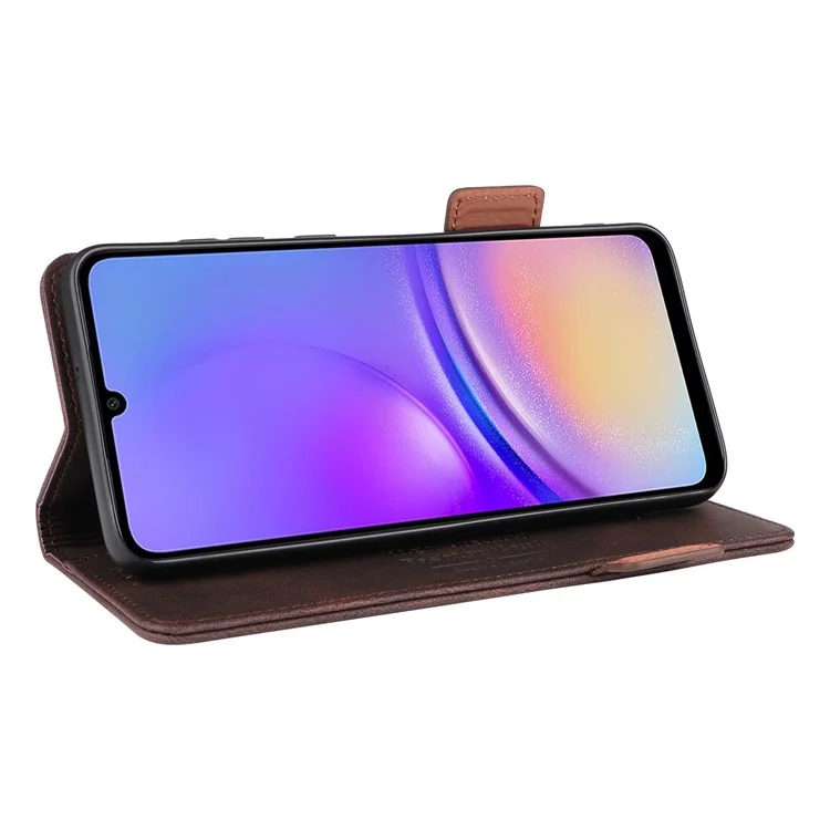 Para Samsung Galaxy A05 4G Capa PU Leather Stand Mobile Phone Wallet Cover - Café