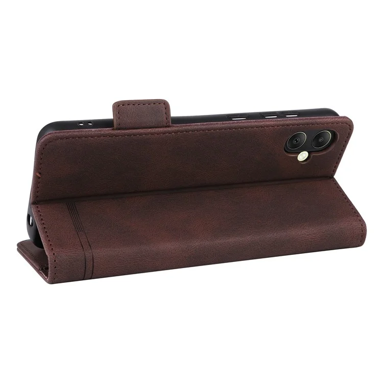 Para Samsung Galaxy A05 4G Capa PU Leather Stand Mobile Phone Wallet Cover - Café