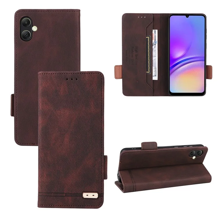 Para Samsung Galaxy A05 4G Capa PU Leather Stand Mobile Phone Wallet Cover - Café