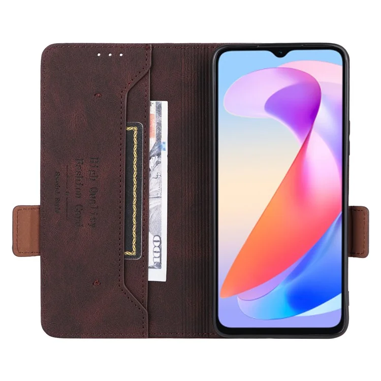For Honor X6a 4G Case Hardware Decor Shockproof PU Leather Wallet Stand Phone Cover - Caffè