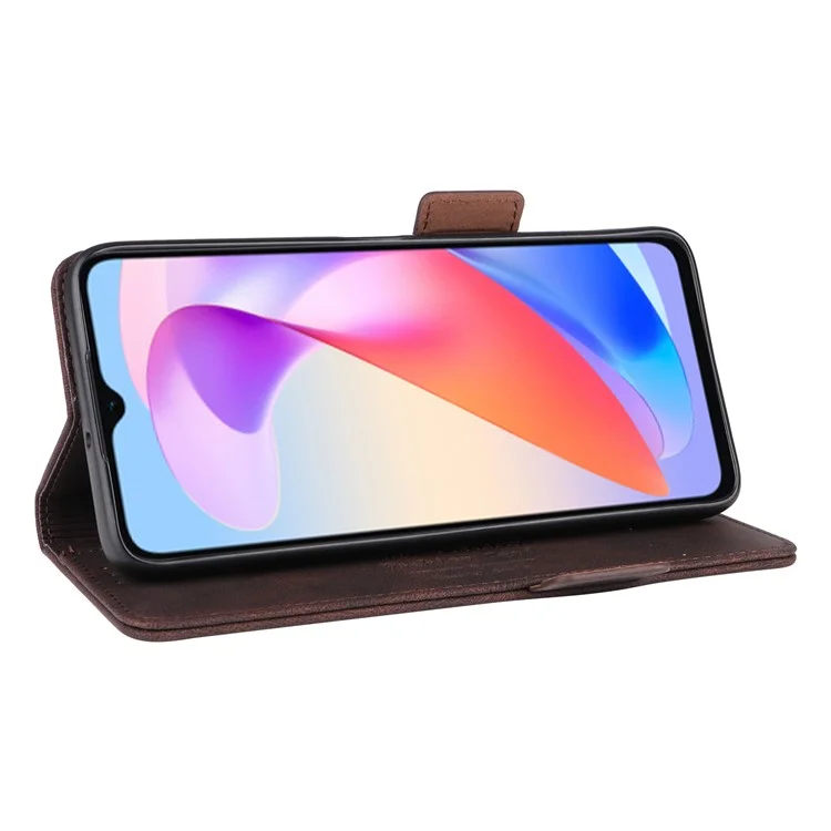 For Honor X6a 4G Case Hardware Decor Shockproof PU Leather Wallet Stand Phone Cover - Caffè