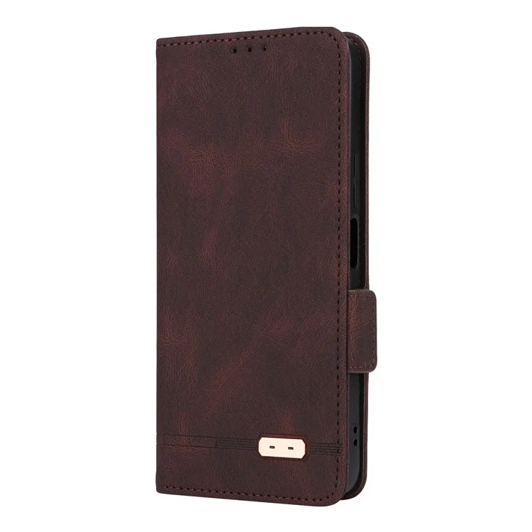 For Honor X6a 4G Case Hardware Decor Shockproof PU Leather Wallet Stand Phone Cover - Caffè