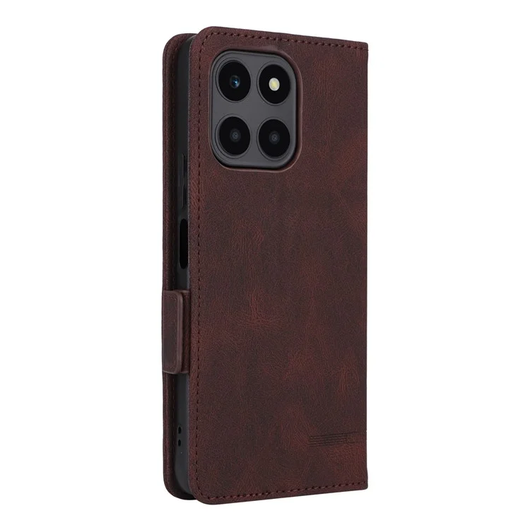 For Honor X6a 4G Case Hardware Decor Shockproof PU Leather Wallet Stand Phone Cover - Caffè