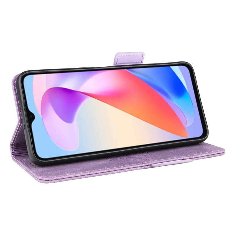 For Honor X6a 4G Case Hardware Decor Shockproof PU Leather Wallet Stand Phone Cover - Purple