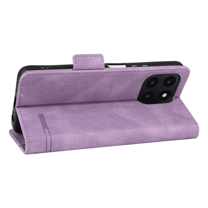 For Honor X6a 4G Case Hardware Decor Shockproof PU Leather Wallet Stand Phone Cover - Purple