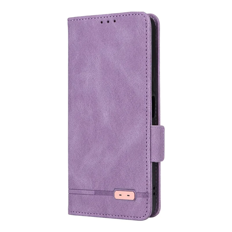 For Honor X6a 4G Case Hardware Decor Shockproof PU Leather Wallet Stand Phone Cover - Purple