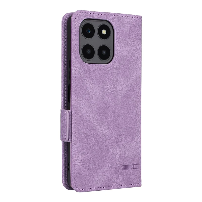 For Honor X6a 4G Case Hardware Decor Shockproof PU Leather Wallet Stand Phone Cover - Purple