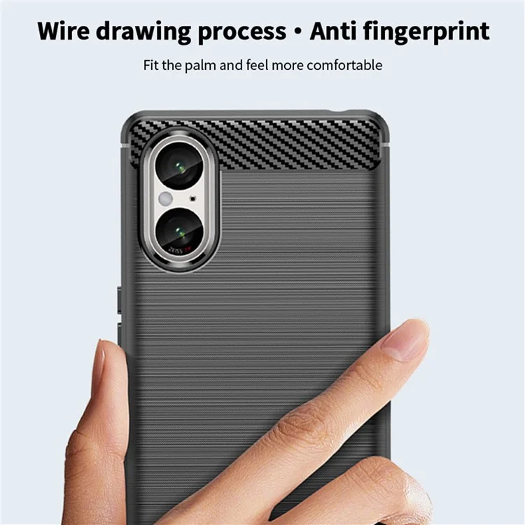 MOFI JK TPU Series-1 For Sony Xperia 5 V Case Carbon Fiber Texture TPU Mobile Phone Shell - Black