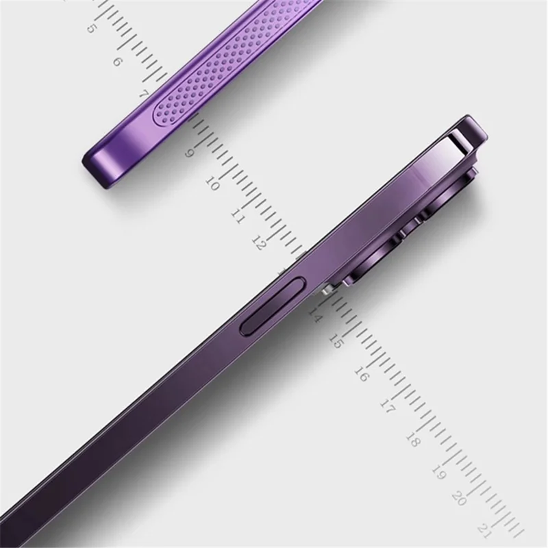 For iPhone 15 Pro Max Case Heat Dissipation Mesh Built-in Lens Film PC Phone Cover - Dark Purple