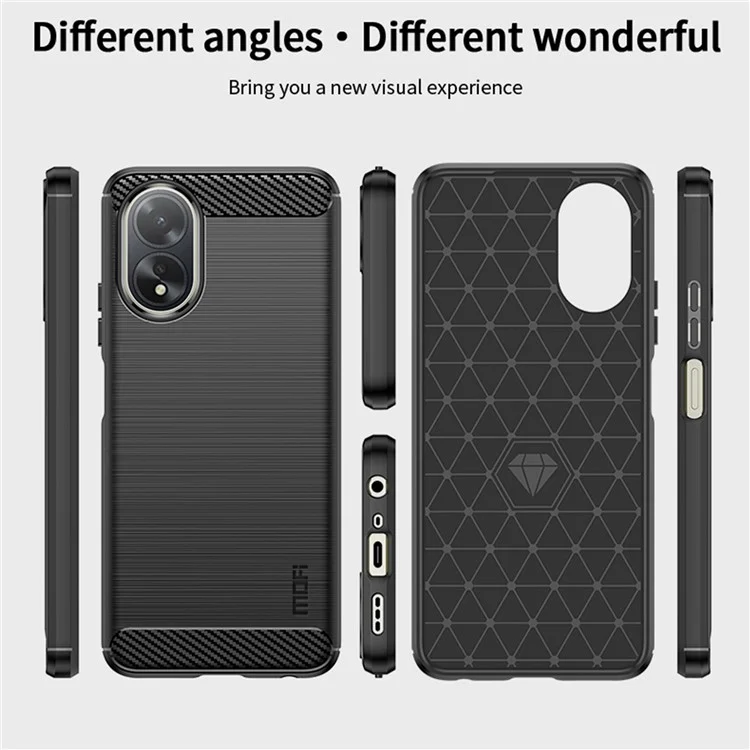 MOFI JK TPU Serie-1 Für Oppo A38 4G Slim-Fit TPU-Hülle Kohlefaser-Textur Handyhülle - Schwarz