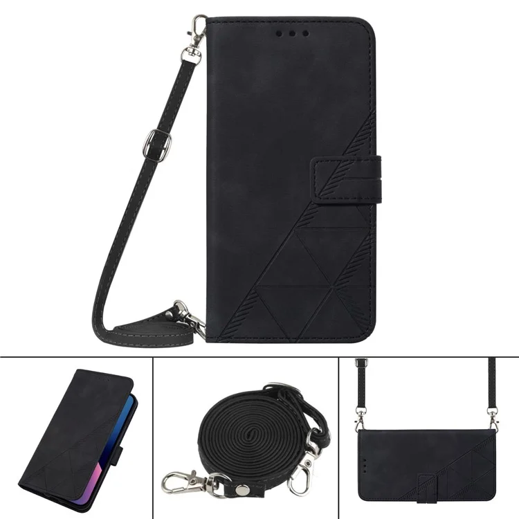 For Xiaomi 13T / 13T Pro / Redmi K60 Ultra Leather Case with Shoulder Strap Wallet Stand Phone Cover - Black